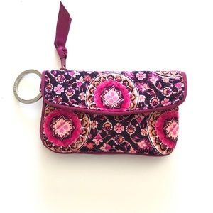 Vera Bradley Jen Zip ID Case, Raspberry Medallion pattern